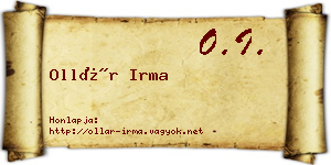 Ollár Irma névjegykártya